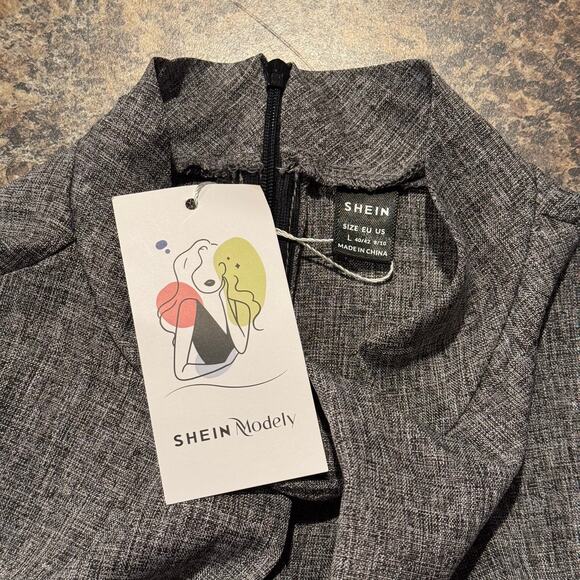 NWT Shein Womens Dress Midi Boho Classic Minimalist Modest Gray Size Large GT - Picture 3 of 5